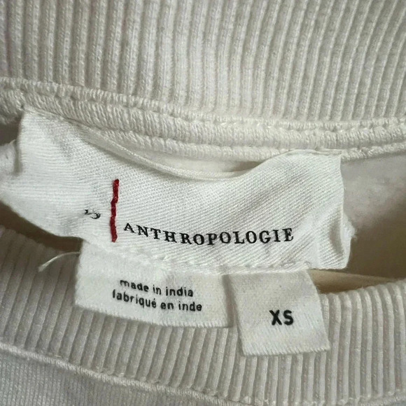 NWT new Anthropologie floral appliqué knit top XS white ivory sleeveless tank - Picture 8 of 17